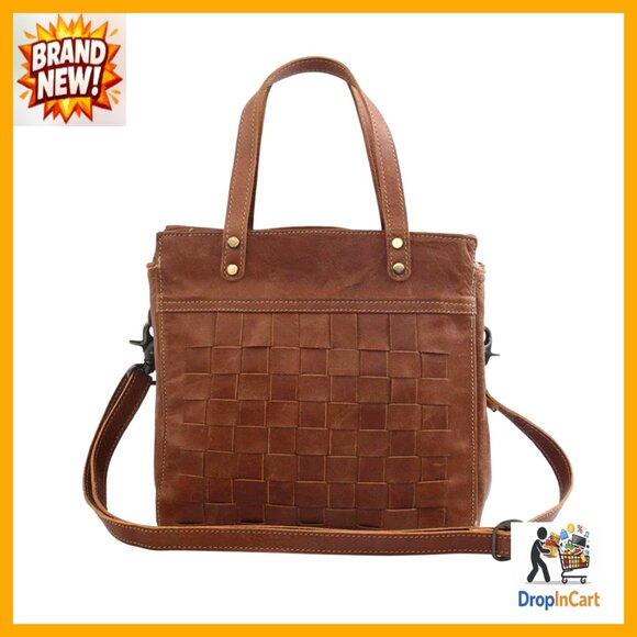 Leather Cowhide Shoulder Bag Handcrafted Vintage Boho Western Square Design